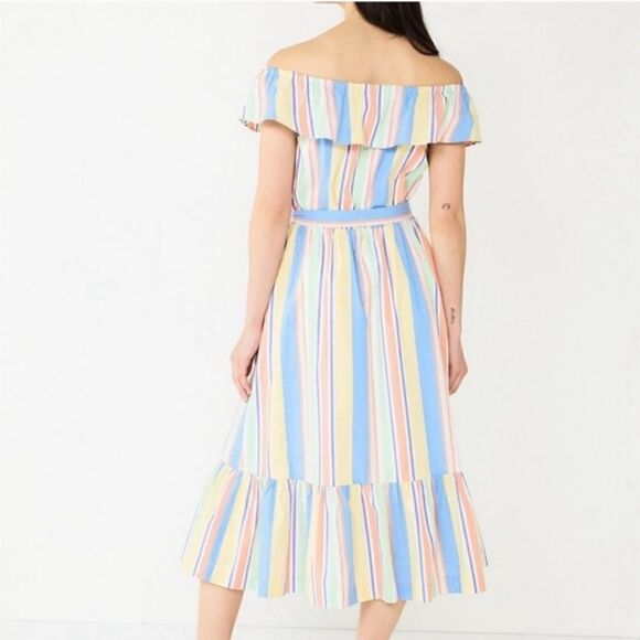 NWOT Draper James RSVP Striped Off the Shoulder Midi Dress - Picture 4 of 10
